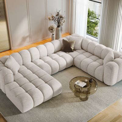 Maison Héritage - Canapé d'angle Droit Panoramique Modulable Arden 6 Places beige - 330x238x70 cm OS - Publicité Maison Héritage - Canapé d'angle Droit Panoramique Modulable Arden 6 Places beige - 330x238x70 cm OS - Publicité