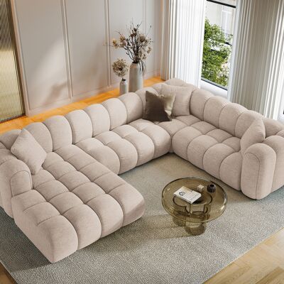 Maison Héritage - Canapé d'angle Droit Panoramique Modulable Arden 6 Places cappuccino - 330x238x70 cm OS - Publicité Maison Héritage - Canapé d'angle Droit Panoramique Modulable Arden 6 Places cappuccino - 330x238x70 cm OS - Publicité