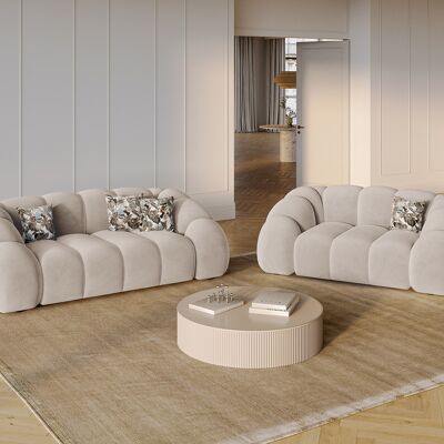 CXL by Christian Lacroix - Canapé Velours Lyna 2 Places beige - 180x114x72 cm OS - Publicité CXL by Christian Lacroix - Canapé Velours Lyna 2 Places beige - 180x114x72 cm OS - Publicité