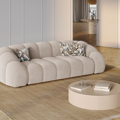 CXL by Christian Lacroix - Canapé Velours Lyna 4 Places beige - 245x114x72 cm OS - Publicité CXL by Christian Lacroix - Canapé Velours Lyna 4 Places beige - 245x114x72 cm OS - Publicité