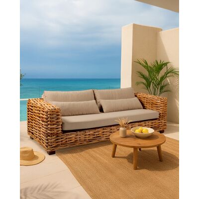 Uniqka - Weaverly - Canapé de jardin 3 places en rotin tressé 225x90x70cm OS - Publicité Uniqka - Weaverly - Canapé de jardin 3 places en rotin tressé 225x90x70cm OS - Publicité