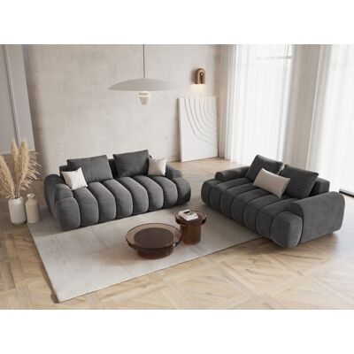 Maison Héritage - Canapé velours Kimi 2 Places gris - 175x100x84 cm OS - Publicité Maison Héritage - Canapé velours Kimi 2 Places gris - 175x100x84 cm OS - Publicité