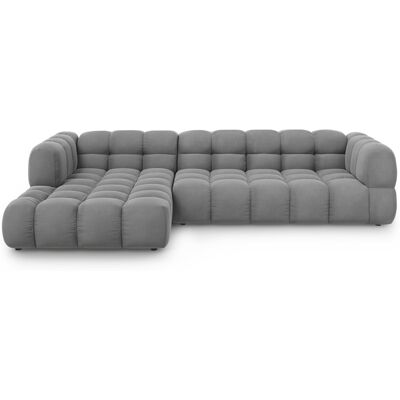 Mazzini Sofas - Canapé d'angle gauche velours modulable Aster 4 places Gris Clair - 300x162x70 OS - Publicité Mazzini Sofas - Canapé d'angle gauche velours modulable Aster 4 places Gris Clair - 300x162x70 OS - Publicité