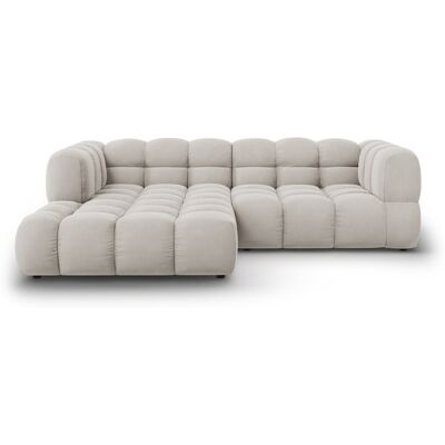Mazzini Sofas - Canapé d'angle droit velours modulable Aster 3 places Beige Clair - 244x162x70 OS - Publicité Mazzini Sofas - Canapé d'angle droit velours modulable Aster 3 places Beige Clair - 244x162x70 OS - Publicité