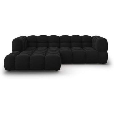Mazzini Sofas - Canapé d'angle gauche velours modulable Aster 3 places Noir - 244x162x70 OS - Publicité Mazzini Sofas - Canapé d'angle gauche velours modulable Aster 3 places Noir - 244x162x70 OS - Publicité