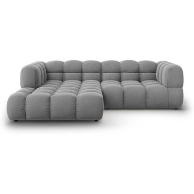 Mazzini Sofas - Canapé d'angle gauche velours modulable Aster 3 places Gris Clair - 244x162x70 OS - Publicité Mazzini Sofas - Canapé d'angle gauche velours modulable Aster 3 places Gris Clair - 244x162x70 OS - Publicité