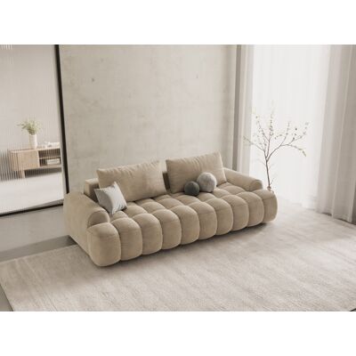 Mazzini Sofas - Canapé velours convertible avec coffre de rangement 4 places beige clair - 250x100x84 cm OS - Publicité Mazzini Sofas - Canapé velours convertible avec coffre de rangement 4 places beige clair - 250x100x84 cm OS - Publicité