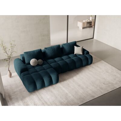 Mazzini Sofas - Canapé d'angle gauche velours convertible avec coffre de rangement 3 places pétrole profond - 275x142x84 cm OS - Publicité Mazzini Sofas - Canapé d'angle gauche velours convertible avec coffre de rangement 3 places pétrole profond - 275x142x84 cm OS - Publicité