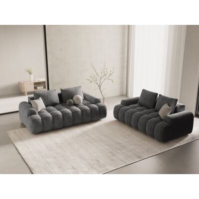 Mazzini Sofas - Canapé velours 2 places gris - 175x100x84 cm OS - Publicité Mazzini Sofas - Canapé velours 2 places gris - 175x100x84 cm OS - Publicité