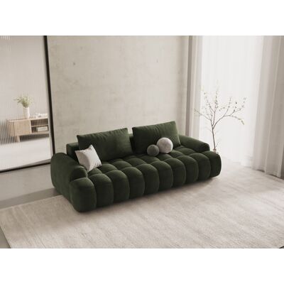 Mazzini Sofas - Canapé velours convertible avec coffre de rangement 4 places vert - 250x100x84 cm OS - Publicité Mazzini Sofas - Canapé velours convertible avec coffre de rangement 4 places vert - 250x100x84 cm OS - Publicité