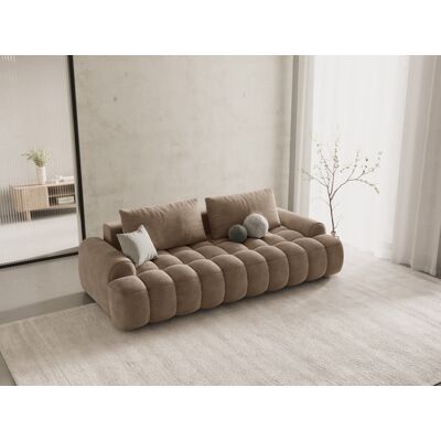 Mazzini Sofas - Canapé velours convertible avec coffre de rangement 4 places beige foncé - 250x100x84 cm OS - Publicité Mazzini Sofas - Canapé velours convertible avec coffre de rangement 4 places beige foncé - 250x100x84 cm OS - Publicité