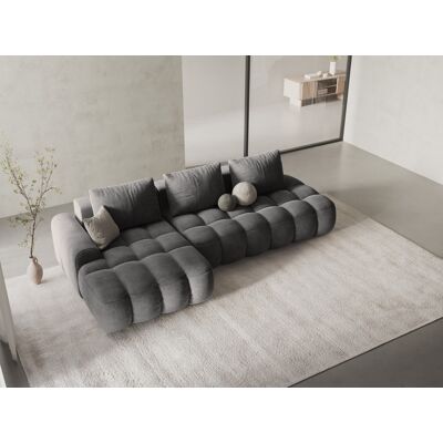 Mazzini Sofas - Canapé d'angle droit velours convertible avec coffre de rangement 3 places gris - 275x142x84 cm OS - Publicité Mazzini Sofas - Canapé d'angle droit velours convertible avec coffre de rangement 3 places gris - 275x142x84 cm OS - Publicité