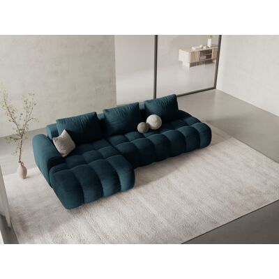 Mazzini Sofas - Canapé d'angle gauche velours convertible avec coffre de rangement 3 places pétrole profond - 275x142x84 cm OS - Publicité Mazzini Sofas - Canapé d'angle gauche velours convertible avec coffre de rangement 3 places pétrole profond - 275x142x84 cm OS - Publicité