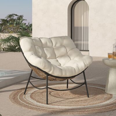 Inkazen - Fauteuil de jardin Lois rotin et coussin écru - 85x90x74.5cm OS - Publicité Inkazen - Fauteuil de jardin Lois rotin et coussin écru - 85x90x74.5cm OS - Publicité