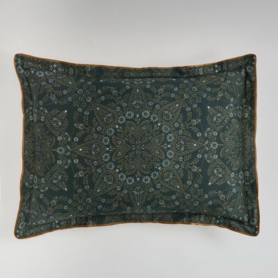 Perle de Coton - Coussin déco rectangulaire avec garnissage en satin de coton Petra vert fôret - 50x30cm 50x30 cm - Publicité Perle de Coton - Coussin déco rectangulaire avec garnissage en satin de coton Petra vert fôret - 50x30cm 50x30 cm - Publicité