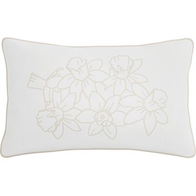 Perle de Coton - Coussin déco en percale de coton rectangulaire avec garnissage Narkis blanc - 50x30cm 50x30 cm - Publicité Perle de Coton - Coussin déco en percale de coton rectangulaire avec garnissage Narkis blanc - 50x30cm 50x30 cm - Publicité