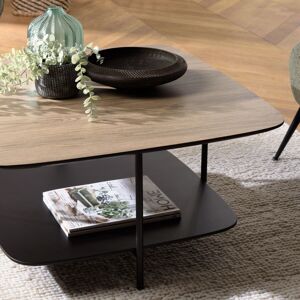 Macabane - Table basse 2 plateaux MM bi-matière mocha/noir pieds métal OS - Publicité Macabane - Table basse 2 plateaux MM bi-matière mocha/noir pieds métal OS - Publicité