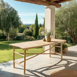 Macabane - Table à manger en bambou - 160x80x73 cm OS - Publicité Macabane - Table à manger en bambou - 160x80x73 cm OS - Publicité