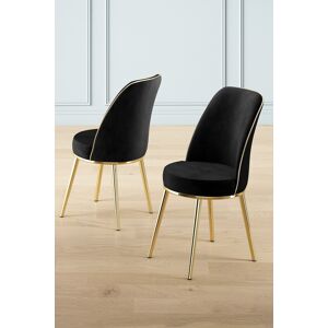 Homitis - Lot de 2 chaises Pefa noir doré - l.45 cm x H. 91 cm x P. 42 cm OS - Publicité Homitis - Lot de 2 chaises Pefa noir doré - l.45 cm x H. 91 cm x P. 42 cm OS - Publicité