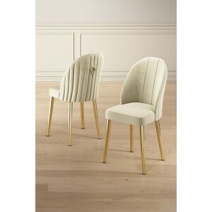 Homitis - Lot de 4 chaises Mara crème doré - l.45 cm x H. 91 cm x P. 42 cm OS - Publicité Homitis - Lot de 4 chaises Mara crème doré - l.45 cm x H. 91 cm x P. 42 cm OS - Publicité