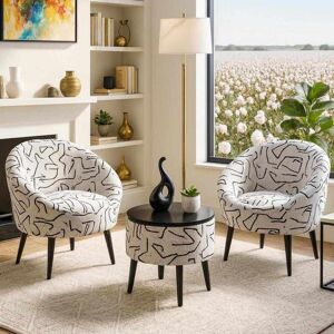 Homitis - Ensemble 2 fauteuils et table basse 3 pièces Lida noir blanc OS - Publicité Homitis - Ensemble 2 fauteuils et table basse 3 pièces Lida noir blanc OS - Publicité