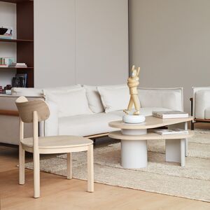 Teulat - Table basse Nori naturel clair avec pieds crème - 120/85x50/50x42/32cm OS - Publicité Teulat - Table basse Nori naturel clair avec pieds crème - 120/85x50/50x42/32cm OS - Publicité