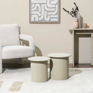 Home Deco Factory - 2 Tables gigognes Terra Nova blanches et beige - 38x38x38 cm OS - Publicité Home Deco Factory - 2 Tables gigognes Terra Nova blanches et beige - 38x38x38 cm OS - Publicité