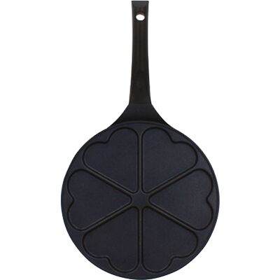 Menastyl - Poêle à pancake en forme de coeur en aluminium 6 trous noire - 26cm OS - Publicité Menastyl - Poêle à pancake en forme de coeur en aluminium 6 trous noire - 26cm OS - Publicité