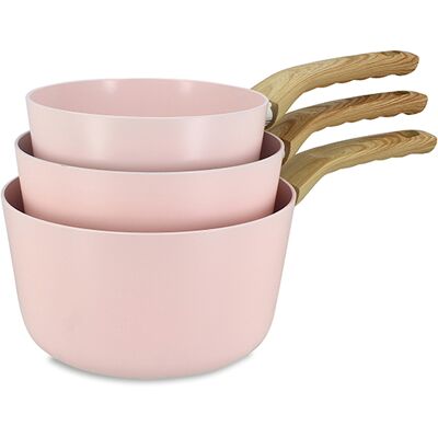 Menastyl - Lot de 3 casseroles colorama en aluminium recyclé rose - 370 x 200 x 110 cm OS - Publicité Menastyl - Lot de 3 casseroles colorama en aluminium recyclé rose - 370 x 200 x 110 cm OS - Publicité