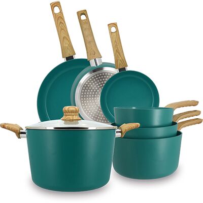 Menastyl - Set 7 pièces casserole poêle faitout en aluminium induction bleu canard- 470 x 283 x 160 cm OS - Publicité Menastyl - Set 7 pièces casserole poêle faitout en aluminium induction bleu canard- 470 x 283 x 160 cm OS - Publicité