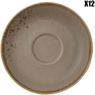 Vivo - 12 Sous-tasses à moka en Faïence StoneWare beige/marron/blanc - D.12 cm OS - Publicité Vivo - 12 Sous-tasses à moka en Faïence StoneWare beige/marron/blanc - D.12 cm OS - Publicité