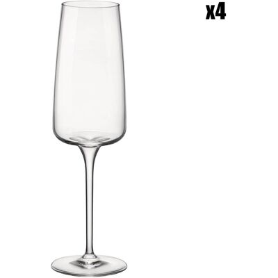 Bormioli - 4 Flûtes à Champagne transparentes - 24 cl OS - Publicité Bormioli - 4 Flûtes à Champagne transparentes - 24 cl OS - Publicité