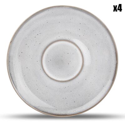 Ona - 4 Soucoupes Freckles grises - D.15 cm OS - Publicité Ona - 4 Soucoupes Freckles grises - D.15 cm OS - Publicité