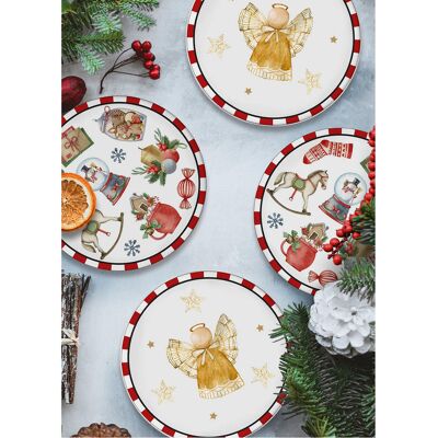 Hermia Concept - 6 Assiettes dessert en Céramique blanc/rouge/jaune - D.19 cm OS - Publicité Hermia Concept - 6 Assiettes dessert en Céramique blanc/rouge/jaune - D.19 cm OS - Publicité