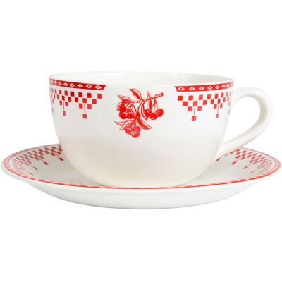 Comptoir de Famille - Tasse petit déjeuner avec soucoupe Damier rouge - 16x13.5x8 cm OS - Publicité Comptoir de Famille - Tasse petit déjeuner avec soucoupe Damier rouge - 16x13.5x8 cm OS - Publicité
