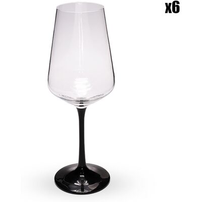 Fauchon - 6 Verres à pied transparent/noir - 250ml OS - Publicité Fauchon - 6 Verres à pied transparent/noir - 250ml OS - Publicité
