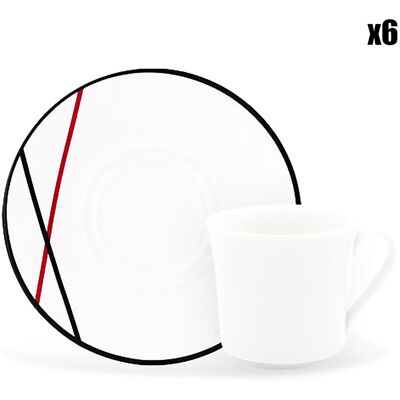 Fauchon - 6 Tasses à café + soucoupes en Porcelaine Bistot blanches - 70ml OS - Publicité Fauchon - 6 Tasses à café + soucoupes en Porcelaine Bistot blanches - 70ml OS - Publicité