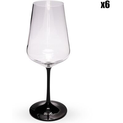 Fauchon - 6 Verres à pied transparent/noir - 450ml D.8.9 cm OS - Publicité Fauchon - 6 Verres à pied transparent/noir - 450ml D.8.9 cm OS - Publicité