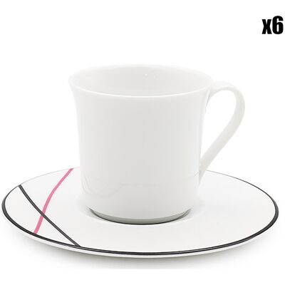 Fauchon - 6 Tasses à thé + soucoupes en Porcelaine Bistrot blanches - 150ml OS - Publicité Fauchon - 6 Tasses à thé + soucoupes en Porcelaine Bistrot blanches - 150ml OS - Publicité