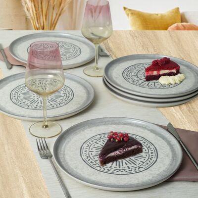 Mioli - 6 Assiettes plates blanches - D.28 cm OS - Publicité Mioli - 6 Assiettes plates blanches - D.28 cm OS - Publicité