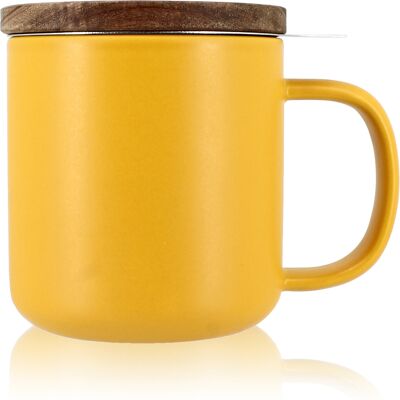 Ogo Living - Tisanière avec couvercle en Grès & Acacia Juliet inox/jaune/naturel - 300ml OS - Publicité Ogo Living - Tisanière avec couvercle en Grès & Acacia Juliet inox/jaune/naturel - 300ml OS - Publicité