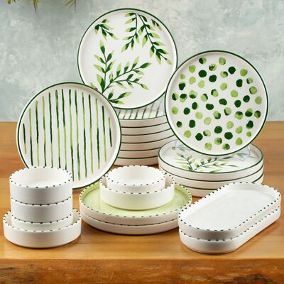 Mioli - Service de petit déjeuner en Porcelaine vert/blanc - 22 pièces OS - Publicité Mioli - Service de petit déjeuner en Porcelaine vert/blanc - 22 pièces OS - Publicité