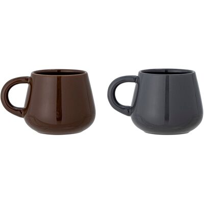 Bloomingville - 2 Mugs en Grès Noela marron - D.9.5xH.8 cm OS - Publicité Bloomingville - 2 Mugs en Grès Noela marron - D.9.5xH.8 cm OS - Publicité