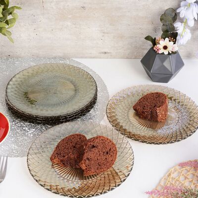 Mioli - 6 Assiettes à dessert fume - D.21 cm OS - Publicité Mioli - 6 Assiettes à dessert fume - D.21 cm OS - Publicité