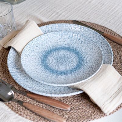 Novastyl - 6 Assiettes Plates Aqua 27Cm En Porcelaine Blanc Et Bleu OS - Publicité Novastyl - 6 Assiettes Plates Aqua 27Cm En Porcelaine Blanc Et Bleu OS - Publicité