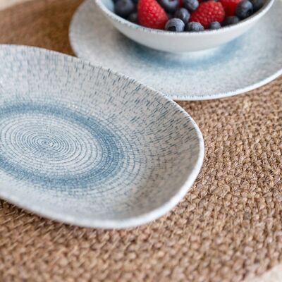 Novastyl - 6 Assiettes Ovales Aqua 19X10.5Cm En Porcelaine Blanc Et Bleu OS - Publicité Novastyl - 6 Assiettes Ovales Aqua 19X10.5Cm En Porcelaine Blanc Et Bleu OS - Publicité