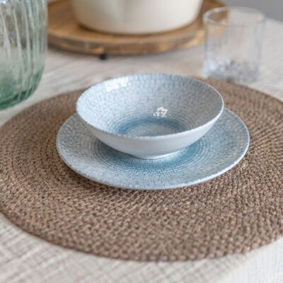 Novastyl - 6 Assiettes Creuses Aqua 21Cm En Porcelaine Blanc Et Bleu OS - Publicité Novastyl - 6 Assiettes Creuses Aqua 21Cm En Porcelaine Blanc Et Bleu OS - Publicité