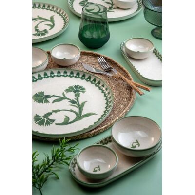 Hermia Concept - Ensemble petit-déjeuner crème/vert - 14 pièces OS - Publicité Hermia Concept - Ensemble petit-déjeuner crème/vert - 14 pièces OS - Publicité