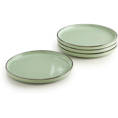 Brandt - Set de 4 assiettes en céramique vert clair - 26x2.4 cm OS - Publicité Brandt - Set de 4 assiettes en céramique vert clair - 26x2.4 cm OS - Publicité