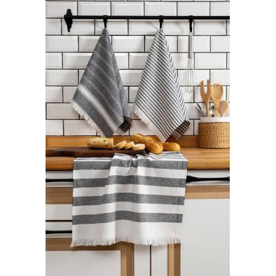 Hermia Concept - Ensemble de 3 serviettes pour les mains noir - 45 x 65 cm OS - Publicité Hermia Concept - Ensemble de 3 serviettes pour les mains noir - 45 x 65 cm OS - Publicité